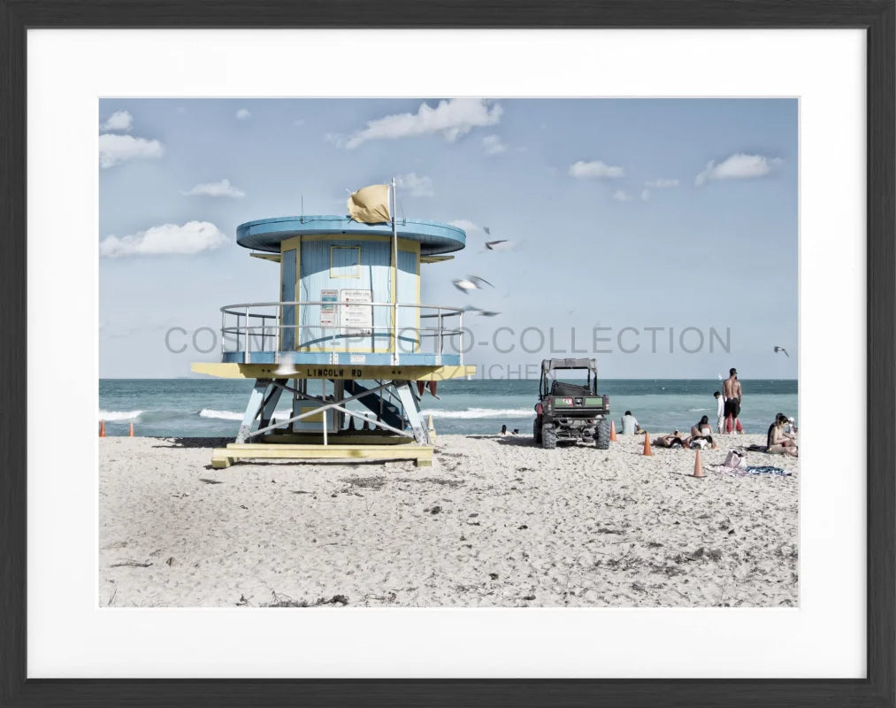 Poster Florida Miami Beach FL16 - Schwarz matt 1.5cm / S