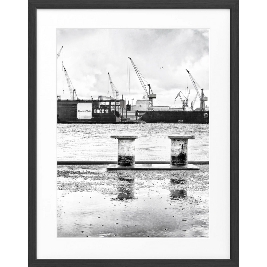 Poster Hamburg Hafen ’Dock 11’ HH05K - Schwarz matt