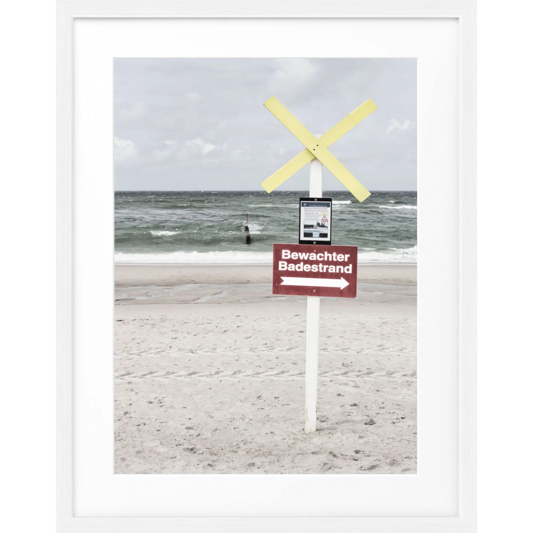 Poster ’Bewachter Badestrand’ Sylt SY49 - Weiss 1.5cm