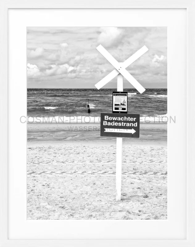 Poster ’Bewachter Badestrand’ Sylt SY49 - Weiss 1.5cm