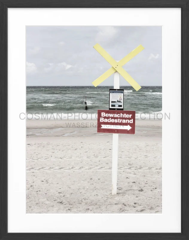 Poster ’Bewachter Badestrand’ Sylt SY49 - Schwarz matt