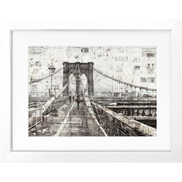 Cosman-Interior Motiv: farbe / Grösse: S (31cm x 25cm) / Rahmenfarbe: weiss matt Poster Brooklyn Bridge GM02