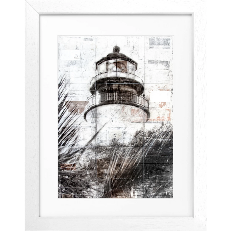 Cosman-Interior Motiv: farbe / Grösse: S (25cm x 31cm) / Rahmenfarbe: weiss matt Poster Florida Key West "Lighthouse" GM75