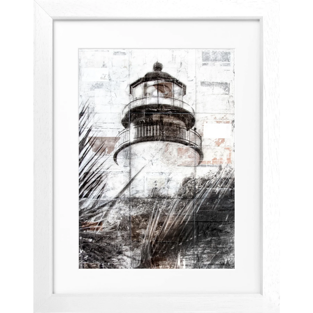 Cosman-Interior Motiv: farbe / Grösse: S (25cm x 31cm) / Rahmenfarbe: weiss matt Poster Florida Key West "Lighthouse" GM75