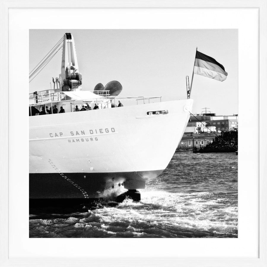 Poster Hamburg Hafen ’Cap San Diego’ HH10 - Weiss 1.5cm