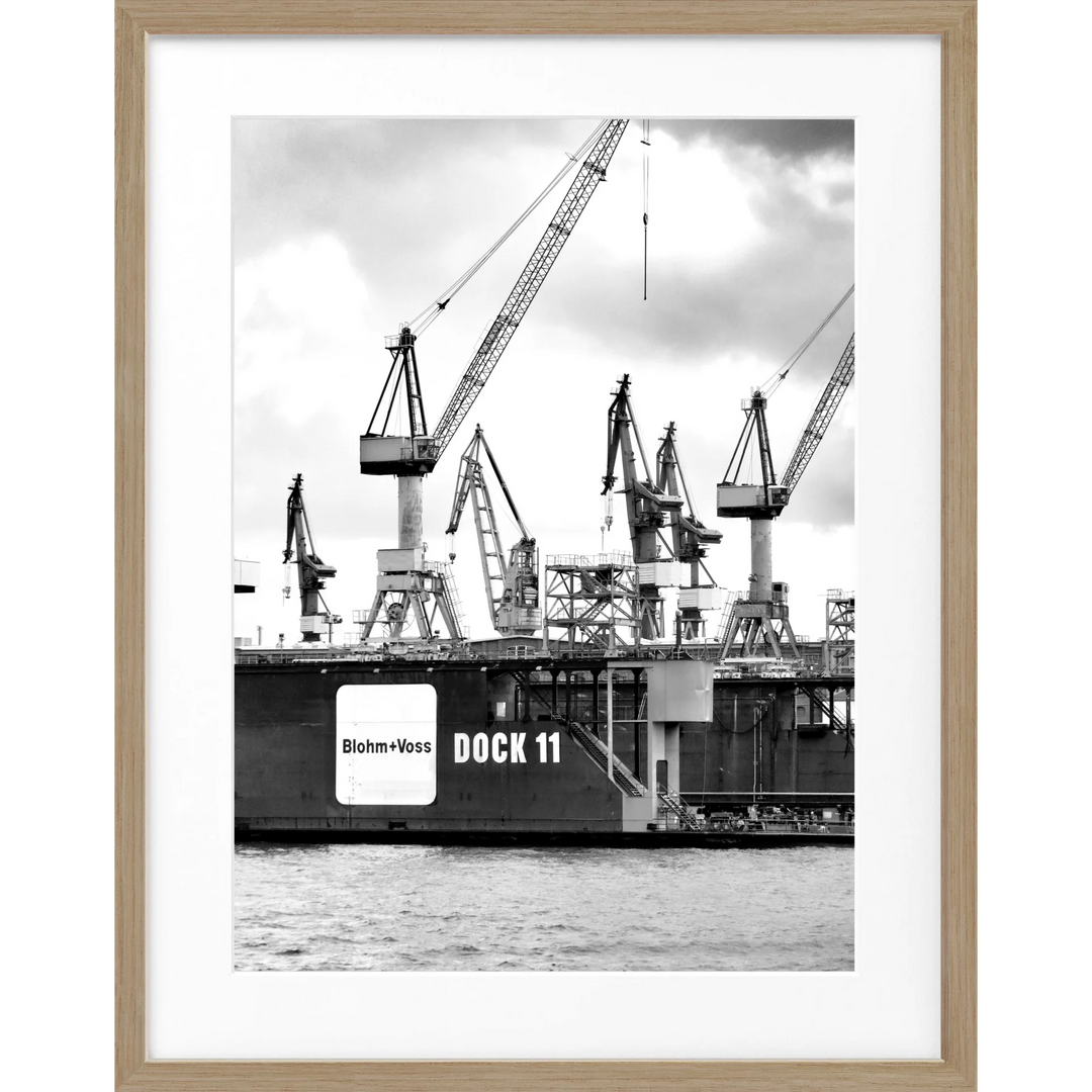 Poster Hamburg Hafen ’Dock 11’ HH04 - Eiche Furnier