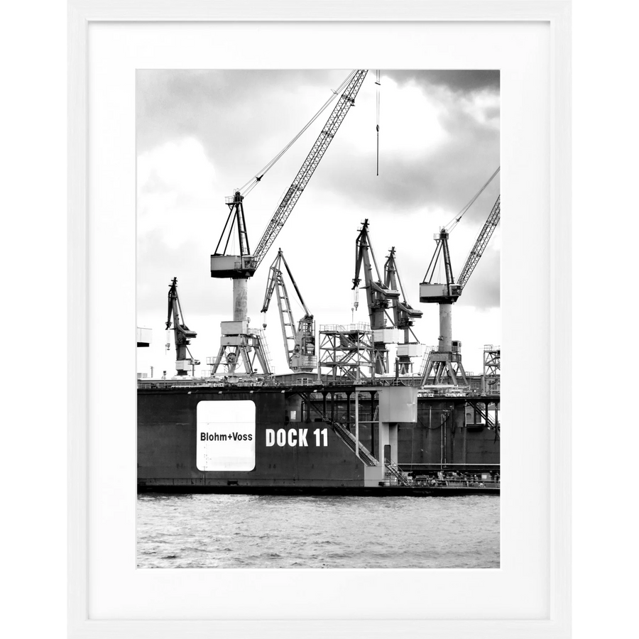 Poster Hamburg Hafen ’Dock 11’ HH04 - Weiss 1.5cm / S
