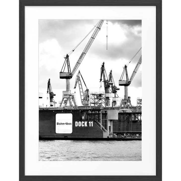 Poster Hamburg Hafen ’Dock 11’ HH04 - Schwarz matt