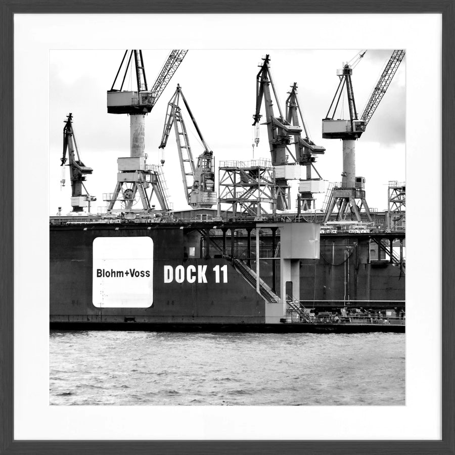 Poster Hamburg Hafen ’Dock 11’ HH09 - Schwarz matt