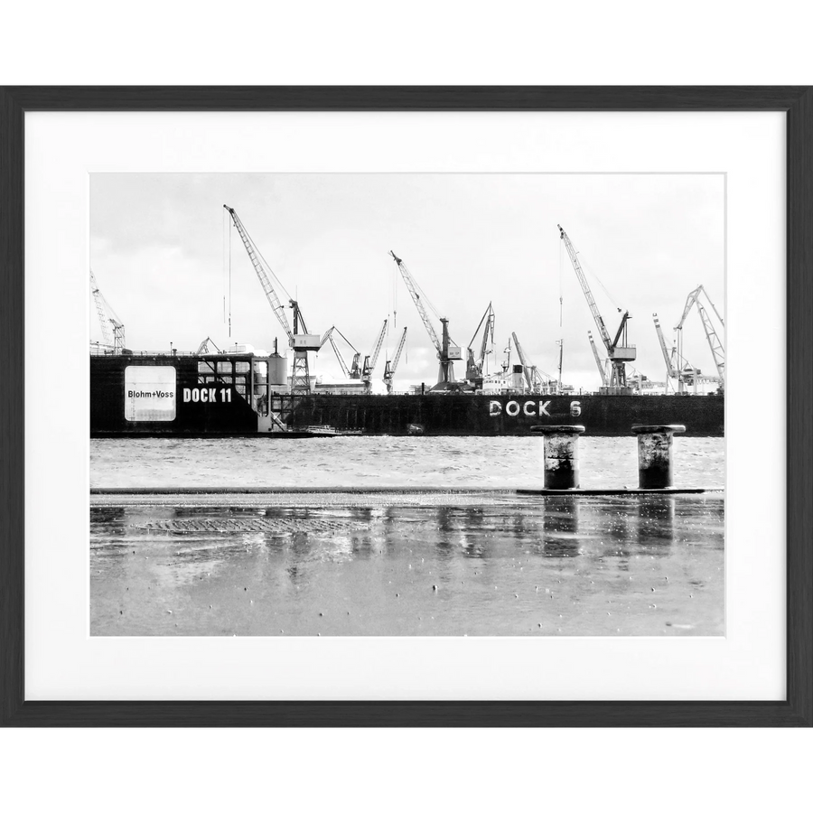 Poster Hamburg Hafen ’Dock’ HH05C - Schwarz matt 1.5cm