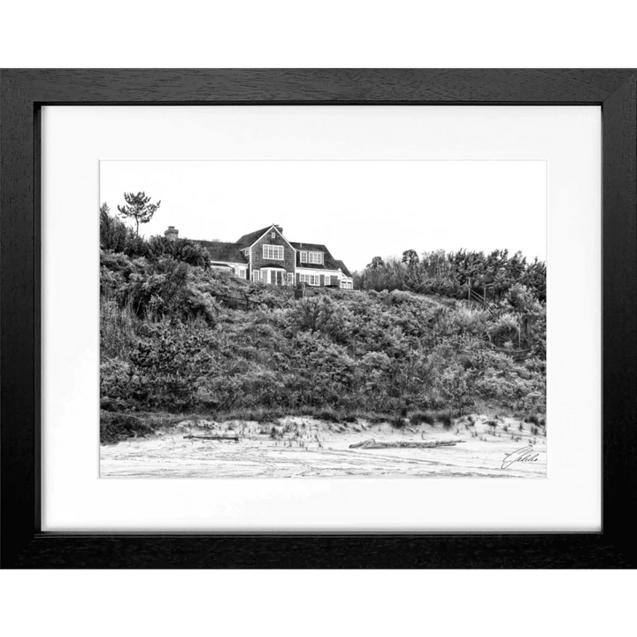 Cosman-Interior Motiv: schwarz/weiss / Grösse: S (31cm x 25cm) / Rahmenfarbe: schwarz matt Poster Hamptons Long Island "Beach House" HM25C