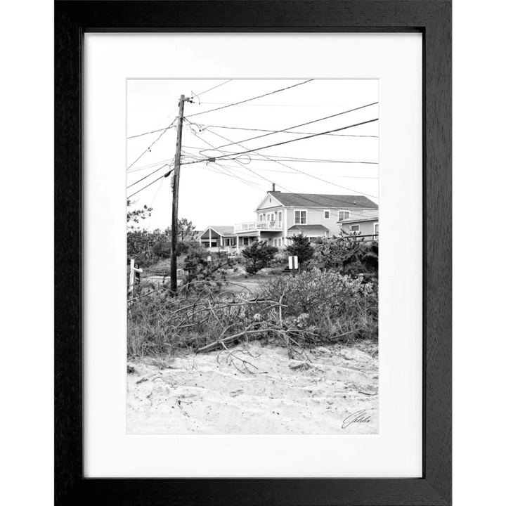 Cosman-Interior Motiv: schwarz/weiss / Grösse: S (25cm x 31cm) / Rahmenfarbe: schwarz matt Poster Hamptons Long Island HM24