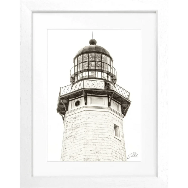 Cosman-Interior Motiv: farbe / Grösse: S (25cm x 31cm) / Rahmenfarbe: weiss matt Poster Hamptons Montauk "Lighthouse" HM13