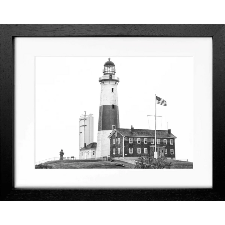 Cosman-Interior Motiv: schwarz/weiss / Grösse: S (31cm x 25cm) / Rahmenfarbe: schwarz matt Poster Hamptons Montauk "Lighthouse" HM23