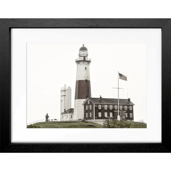 Cosman-Interior Motiv: farbe / Grösse: S (31cm x 25cm) / Rahmenfarbe: schwarz matt Poster Hamptons Montauk "Lighthouse" HM23