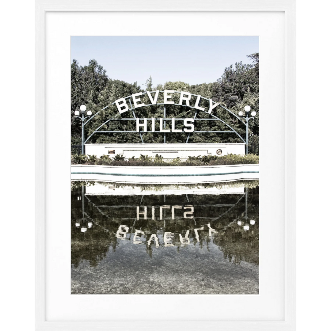 Poster Kalifornien Beverly Hills Sign HW08 - Weiss 1.5cm