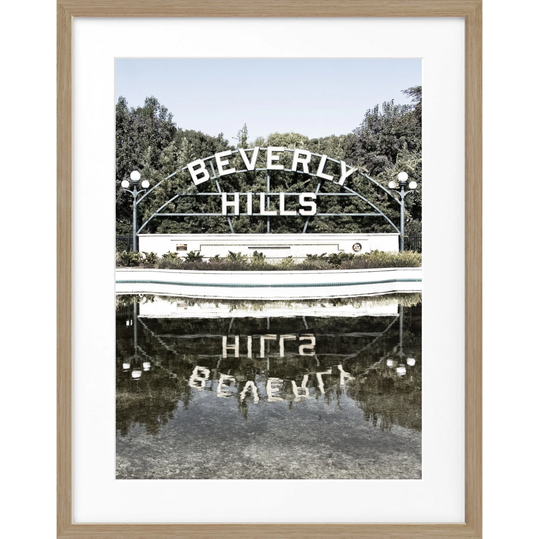 Poster Kalifornien Beverly Hills Sign HW08 - Eiche Furnier