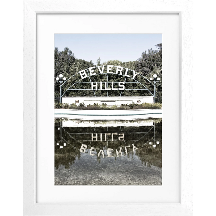 Poster Kalifornien Beverly Hills Sign HW08 - Weiss 3cm