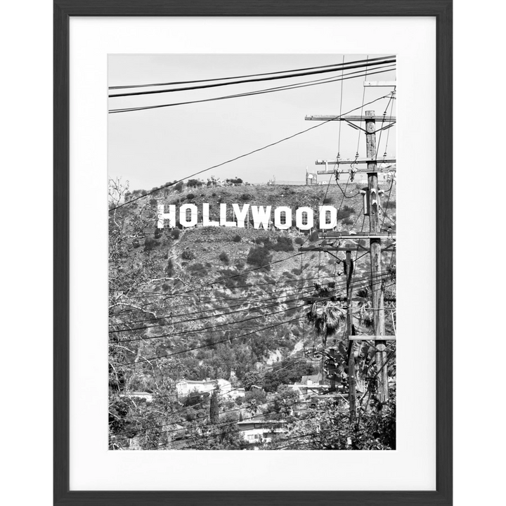 Poster Kalifornien Hollywood ’Sign’ HW11 - Schwarz matt