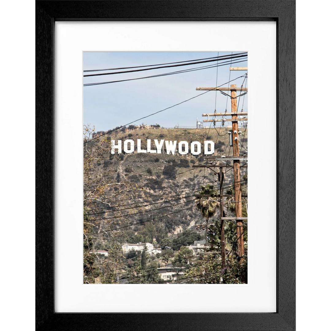 Poster Kalifornien Hollywood ’Sign’ HW11 - Schwarz 3cm