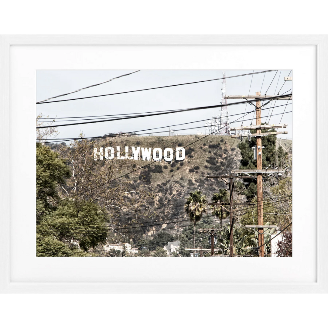Poster Kalifornien Hollywood ’Sign’ HW12 - Weiss 1.5cm