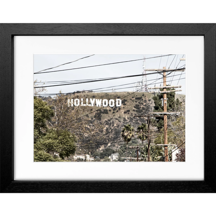 Poster Kalifornien Hollywood ’Sign’ HW12 - Schwarz 3cm