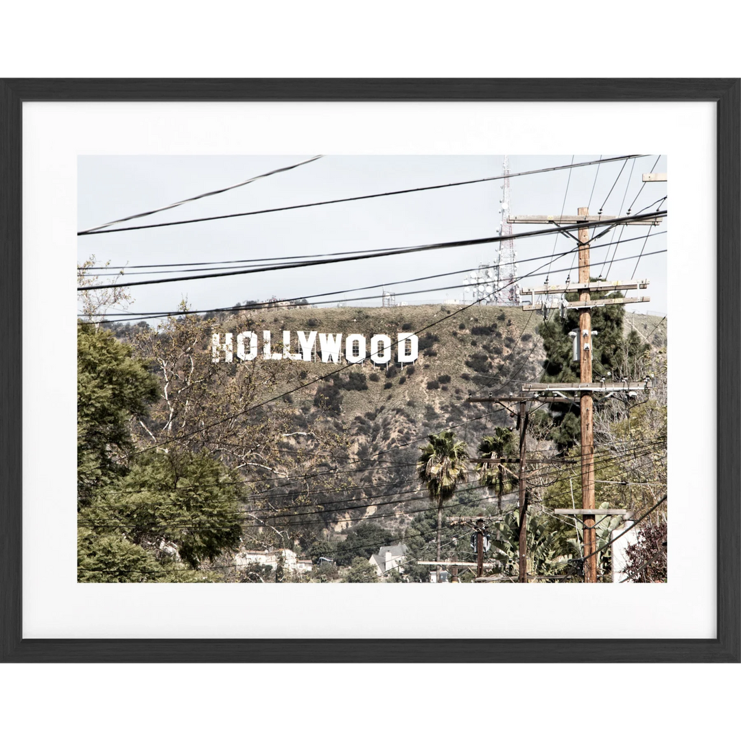 Poster Kalifornien Hollywood ’Sign’ HW12 - Schwarz matt