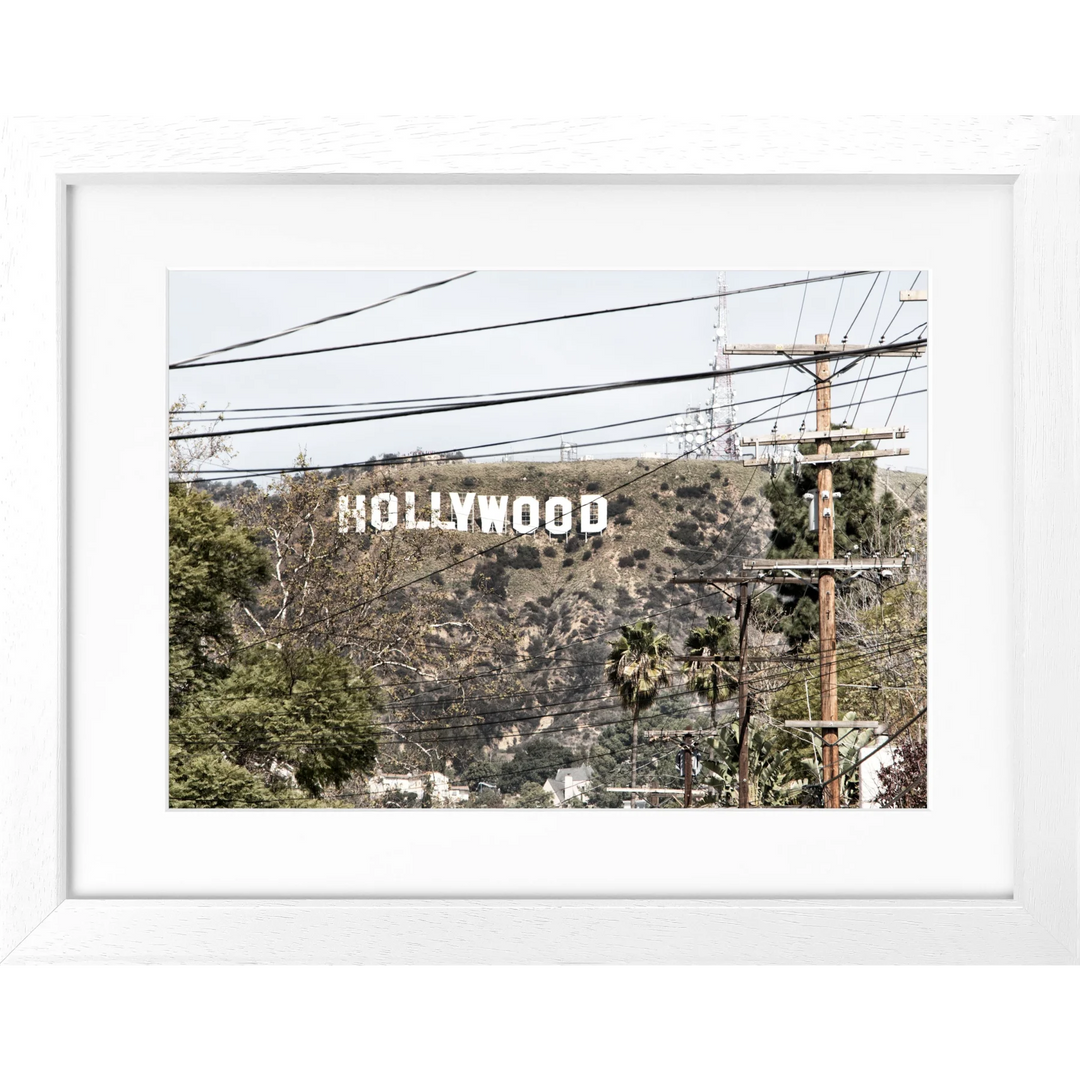 Poster Kalifornien Hollywood ’Sign’ HW12 - Weiss 3cm