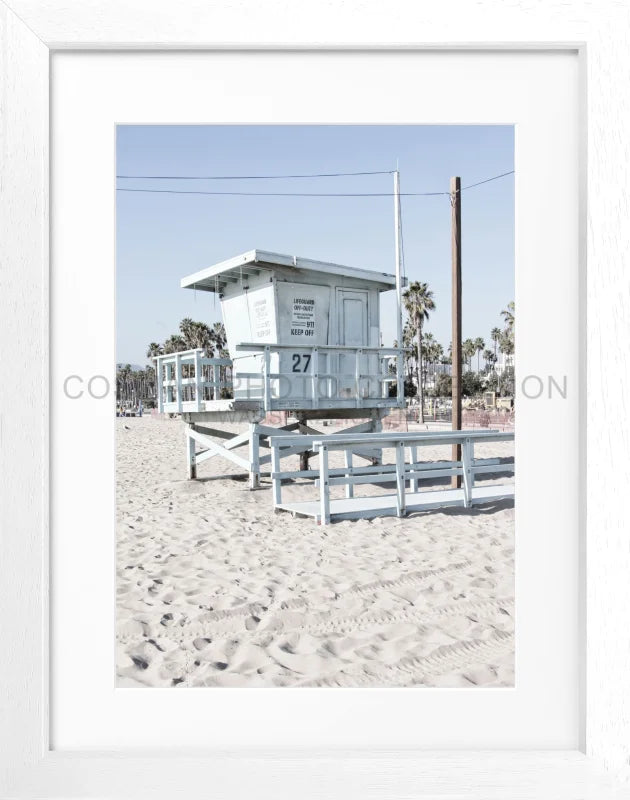 Poster Kalifornien ’Lifeguard’ K123 - Weiss 3cm