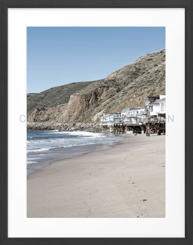 Poster Kalifornien Malibu ’Beach House’ K58 - Schwarz