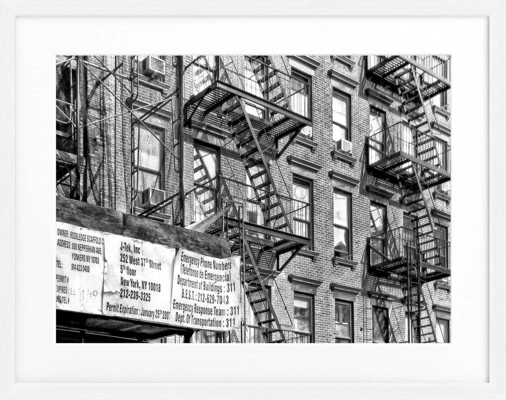Poster New York ’Feuertreppen’ NY93 - Weiss 1.5cm / S