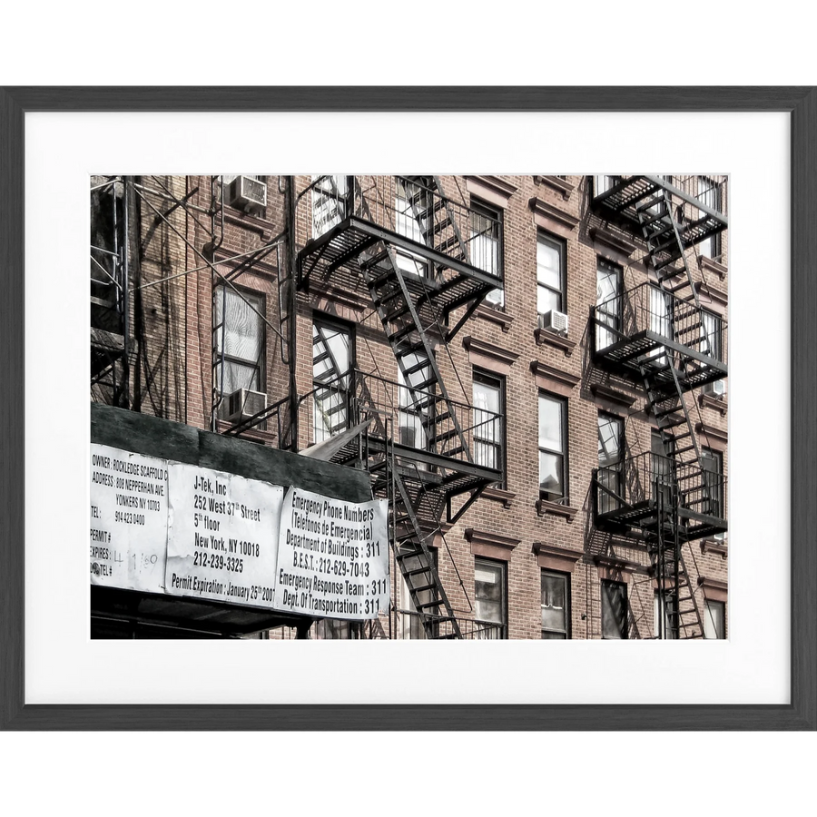 Poster New York ’Feuertreppen’ NY93 - Schwarz matt