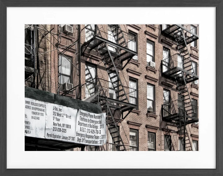 Poster New York ’Feuertreppen’ NY93 - Schwarz matt