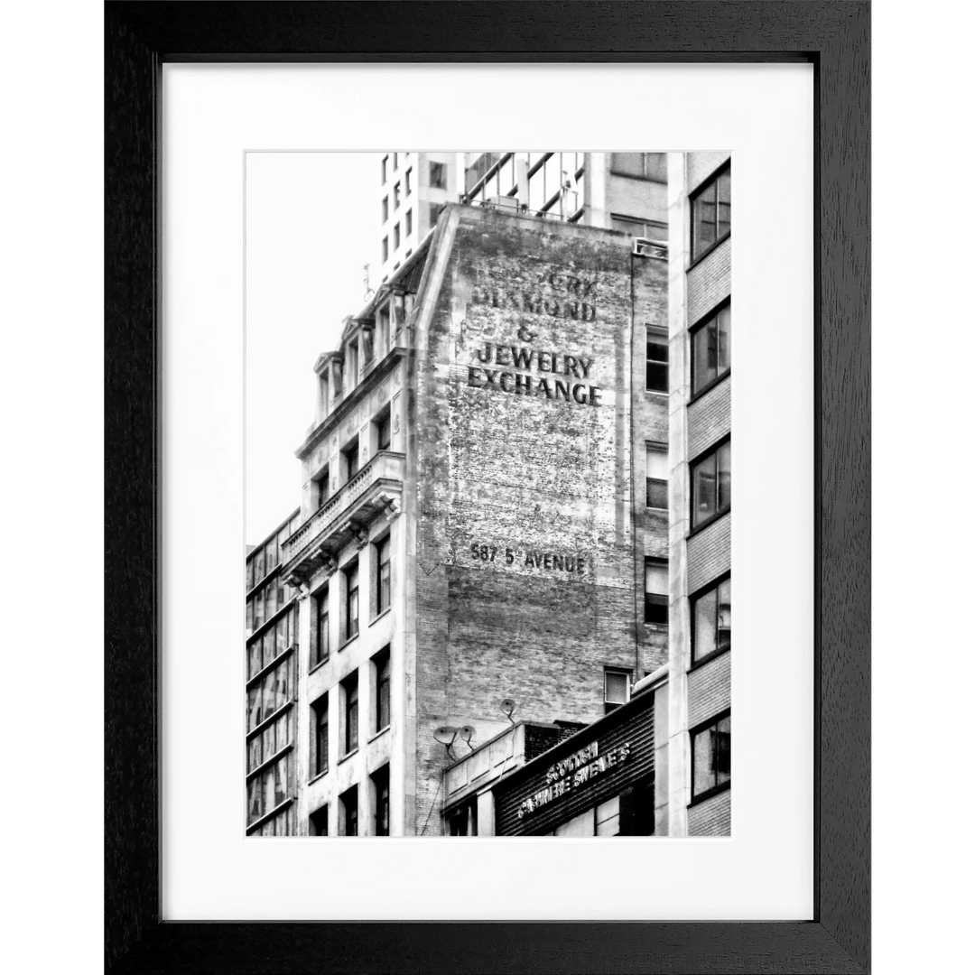 Cosman-Interior Motiv: schwarz/weiss / Grösse: S (25cm x 31cm) / Rahmenfarbe: schwarz matt Poster New York NY33A