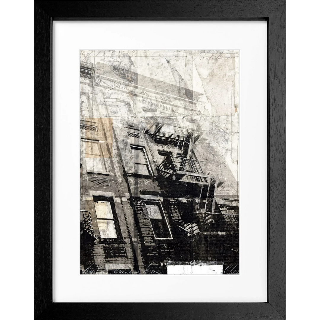 Cosman-Interior Motiv: farbe / Grösse: S (25cm x 31cm) / Rahmenfarbe: schwarz matt Poster "NYC Feuertreppe" GM12