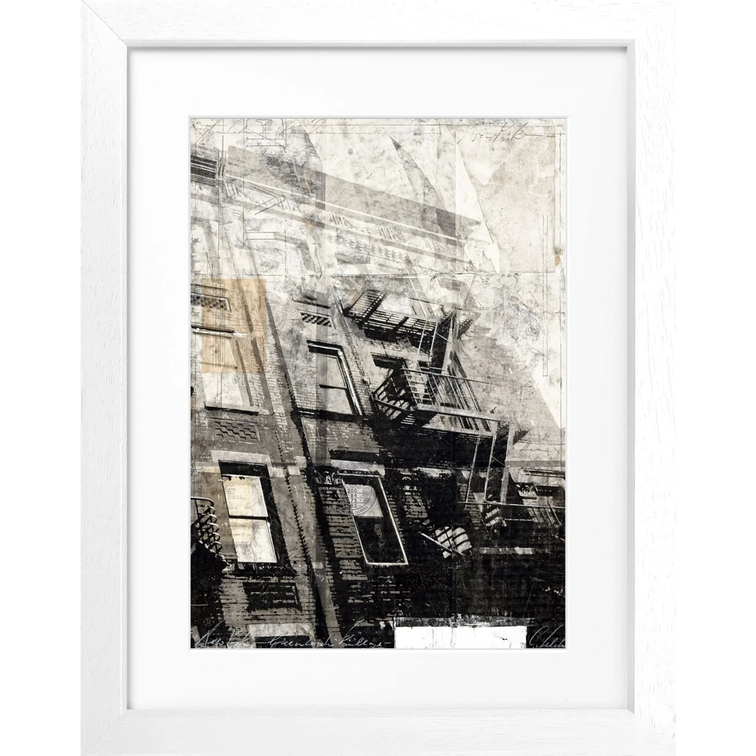 Cosman-Interior Motiv: farbe / Grösse: S (25cm x 31cm) / Rahmenfarbe: weiss matt Poster "NYC Feuertreppe" GM12