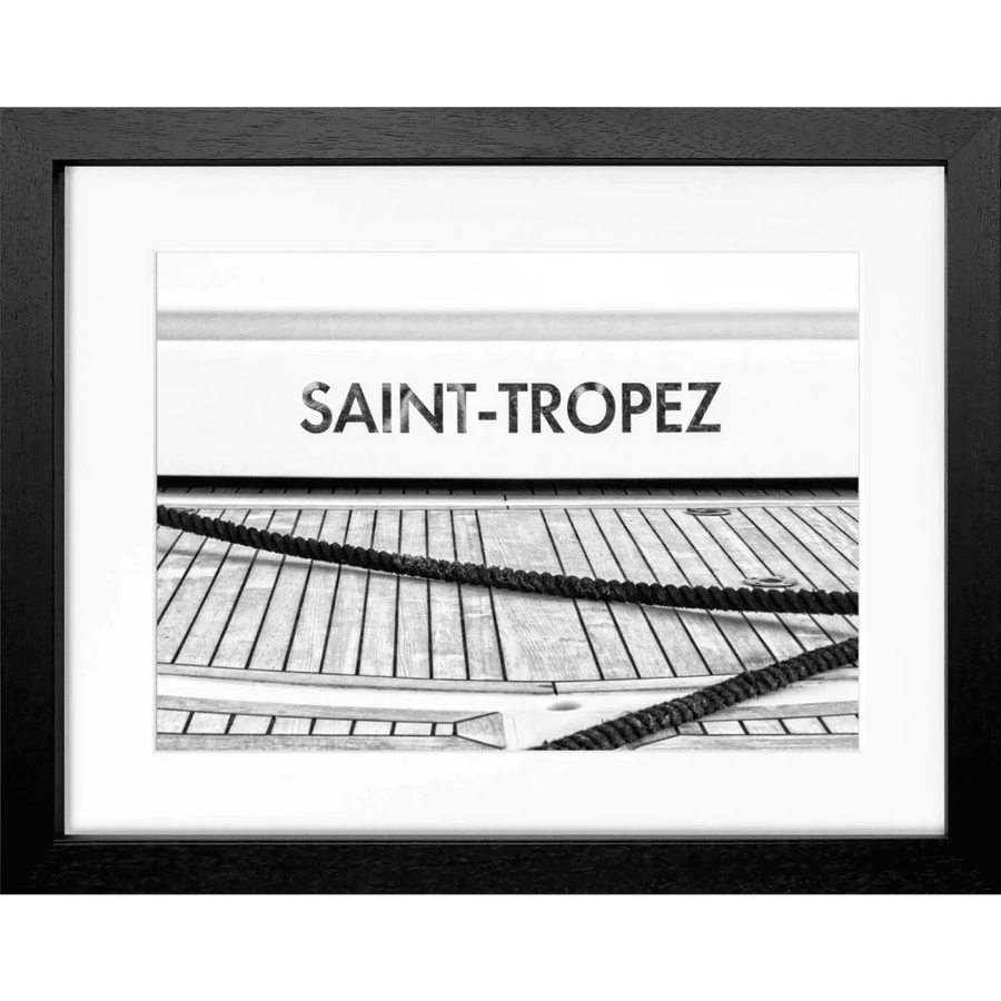 Cosman-Interior Motiv: schwarz/weiss / Grösse: S (31cm x 25cm) / Rahmenfarbe: schwarz matt Poster Saint Tropez ST09